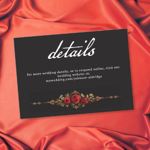 Gothic Red Rose Border Until Death Wedding Enclosure Card