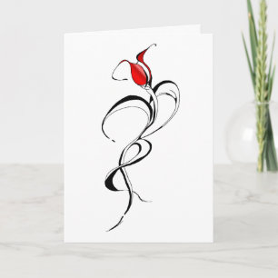 Gothic Red Rose Lady Surreal Tribal Tattoo Art Holiday Card