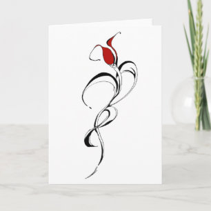 Gothic Red Rose Lady Surreal Tribal Tattoo Art Holiday Card