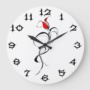 Gothic Red Rose Lady Surreal Tribal Tattoo Art Large Clock
