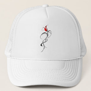 Gothic Red Rose Lady Surreal Tribal Tattoo Art Trucker Hat