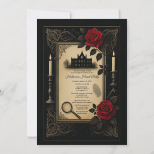 Gothic Red Rose Mystery Mansion Party Invitation