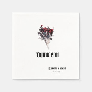 Gothic Red Roses Skeleton Thank You Napkin