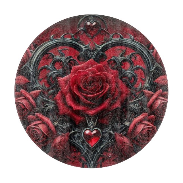 Gothic red roses Valentine's day Cutting Board (Front)