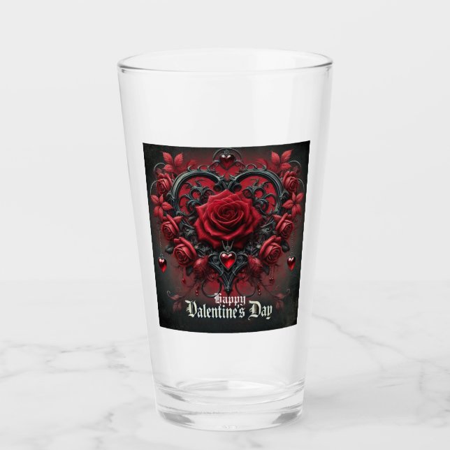 Gothic red roses Valentine's day Glass (Front)