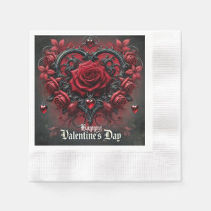 Gothic red roses Valentine's day Napkin
