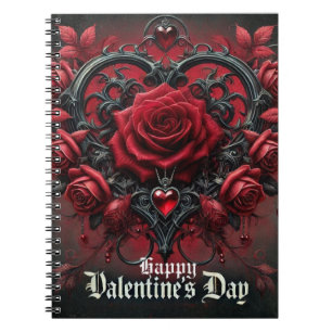 Gothic red roses Valentine's day Notebook