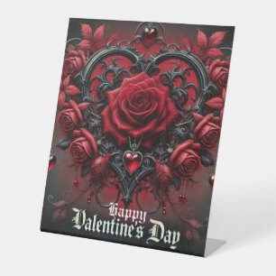Gothic red roses Valentine's day Pedestal Sign