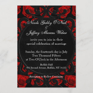 Gothic Red Roses Victorian Wedding Invitation