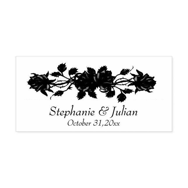 Gothic Red Roses Wedding  Rubber Stamp (Imprint)