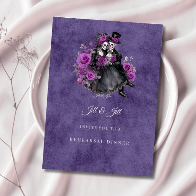 Gothic Rehearsal Dinner Skeleton Wedding  Invitation (Creator Uploaded)