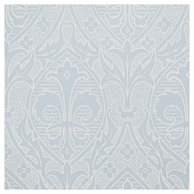 Gothic Revival Fleur de Lys - Misty Blue Fabric (Swatch)