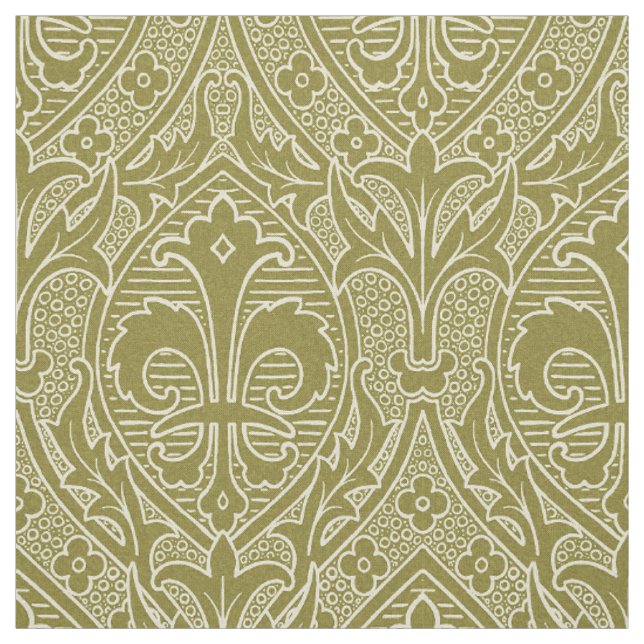 Gothic Revival Fleur de Lys - Old Gold Fabric (Swatch)