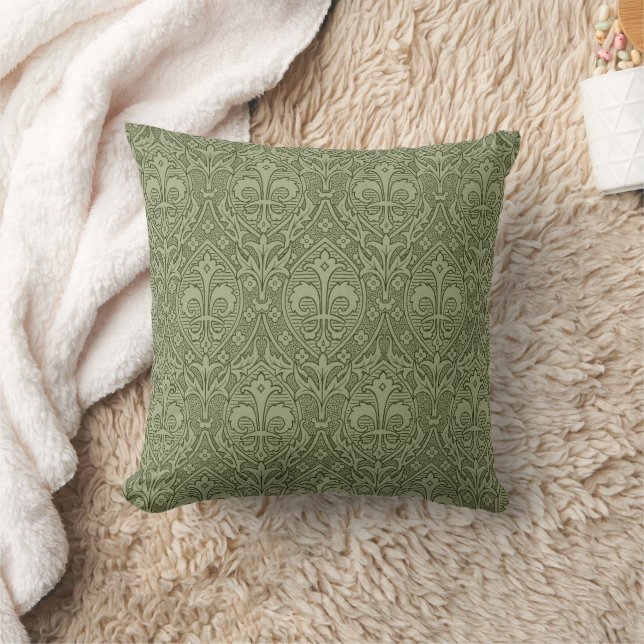 Gothic Revival Fleur de Lys Throw Pillow (Blanket)