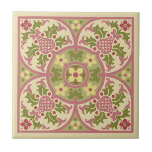 Gothic Revival Floral Medallion Ceramic Tile