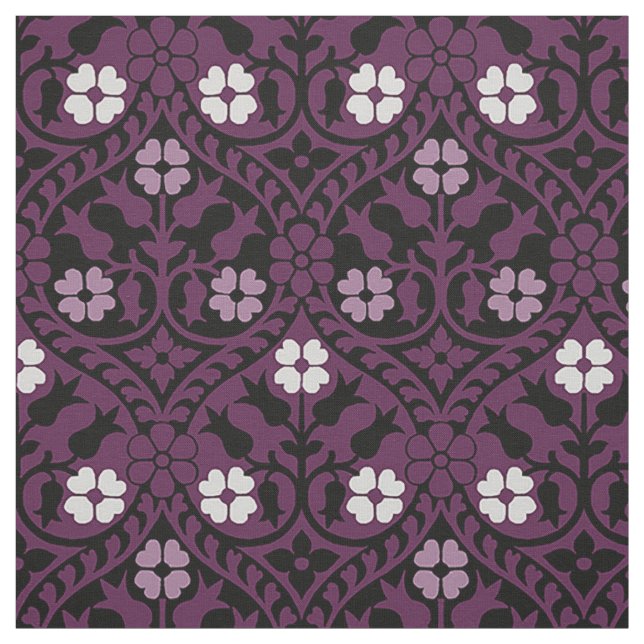 Gothic Revival Floral, Purple Fabric (Swatch)