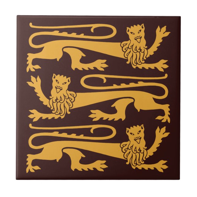 Gothic revival Pugin Mad happy lions CC0960 Tile (Front)