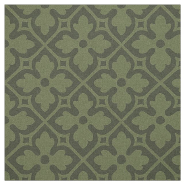 Gothic Revival Quatrefoils, Loden Green Fabric (Swatch)