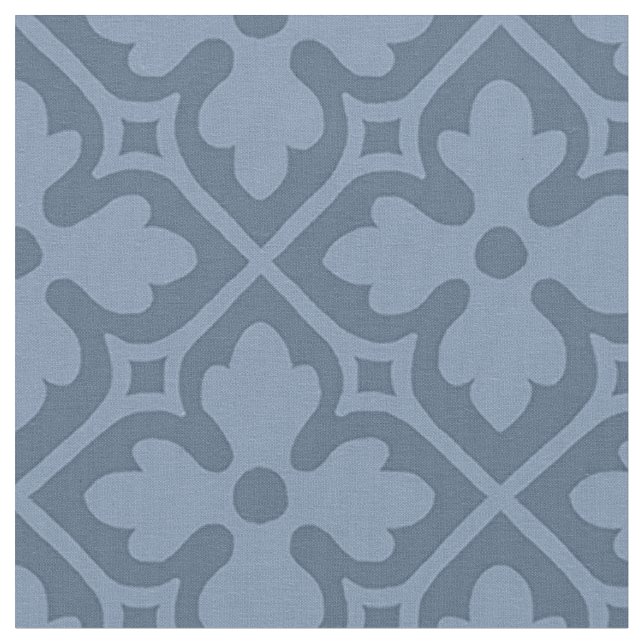 Gothic Revival Quatrefoils, Slate Blue Fabric (Close Up)