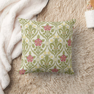 Gothic Revival Roses and Lilies Cushion