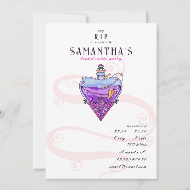 Gothic RIP to Single Life Hen Do Bachelorette Invitation (Front)