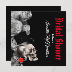Gothic, rock or biker black rose bridal shower invitation