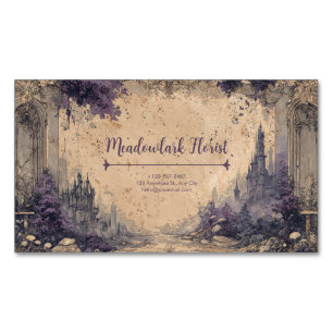 Gothic Romance Fairytale Castle Ruins Magnetic Business Card