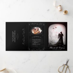 Gothic Romance Halloween (photo) "Together With" Tri-Fold Invitation