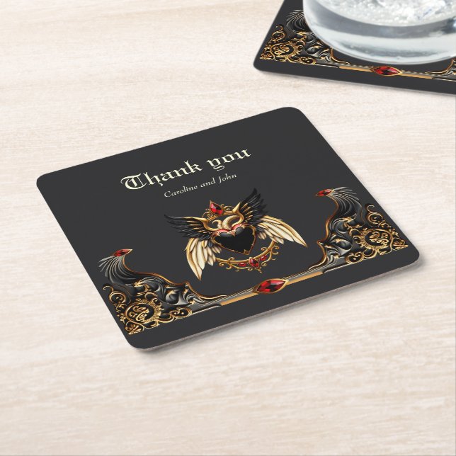 Gothic Romance, In the Shadows of Love.  Square Paper Coaster (Angled)