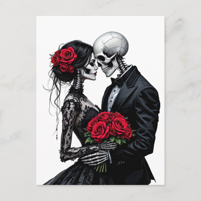 Gothic Romance Lovers Wedding Art Postcard (Front)