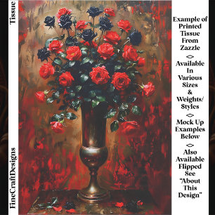 Gothic Romance Red and Black Roses EF7R Decoupage Tissue Paper