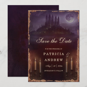 Gothic Romance Save the Date Burgundy Wedding Invitation