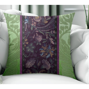 Gothic Romance: Victorian Elegance Green & Purple Cushion