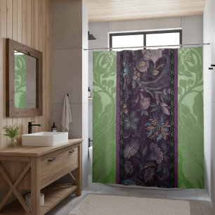 Gothic Romance: Victorian Elegance Green & Purple Shower Curtain