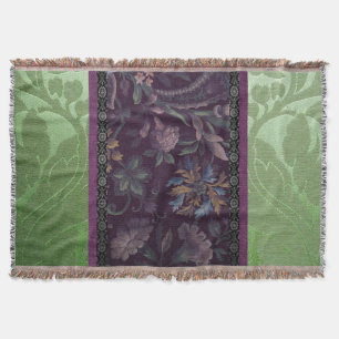 Gothic Romance: Victorian Elegance Green & Purple Throw Blanket