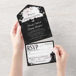 Gothic Romance Wedding (Menu RSVP) All In One Inv Invitation