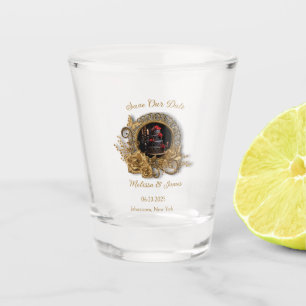 Gothic Romance Wedding Save the Date Shot Glass: Glass