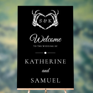 Gothic Romantic Skeleton Hand Halloween Wedding Acrylic Sign