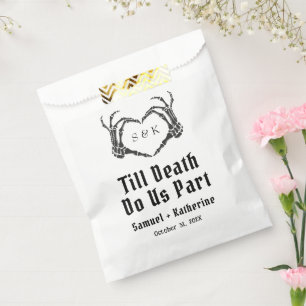 Gothic Romantic Skeleton Hand Halloween Wedding Favour Bag