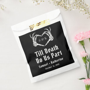 Gothic Romantic Skeleton Hand Halloween Wedding Favour Bag