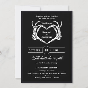 Gothic Romantic Skeleton Hand Halloween Wedding Invitation
