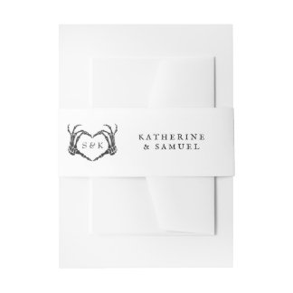 Gothic Romantic Skeleton Hand Halloween Wedding Invitation Belly Band