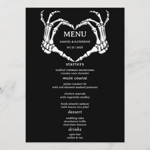 Gothic Romantic Skeleton Hand Halloween Wedding Menu