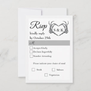 Gothic Romantic Skeleton Hand Halloween Wedding RSVP Card