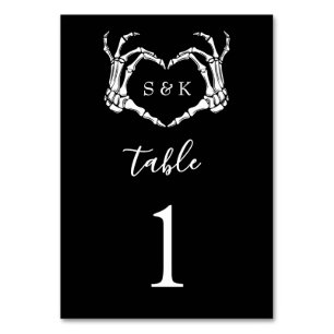 Gothic Romantic Skeleton Hand Halloween Wedding Table Number