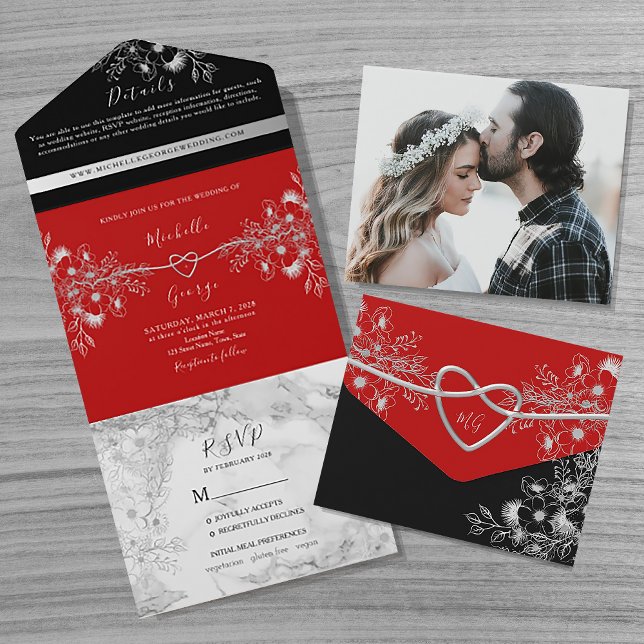 Gothic Romantic Wedding All In One Invitation (Creator Uploaded)