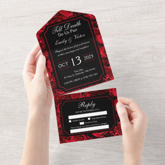 Gothic Rose All in One Wedding Invitations