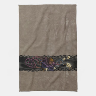 Gothic Rose and Black Lace Tea Towel