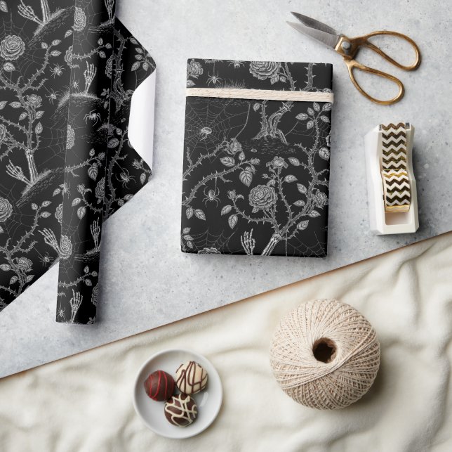 Gothic Rose and Bone Pattern Wrapping Paper (Crafts)