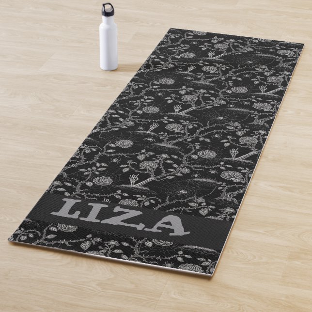 Gothic Rose and Bone Pattern Yoga Mat (In Situ)